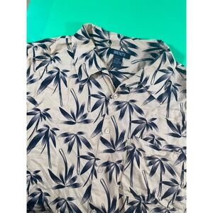 Bruno 3X Big Mens Beige Palm Tree Print Short Sleeve‎ Casual Button Down Shirt